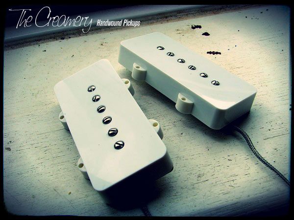 Creamery Custom Handwound True P90 Pickup for Jazzmaster - Jazzmaster Sized P90 Pickup Set - Direct Bridge and Neck Drop-in Replacement