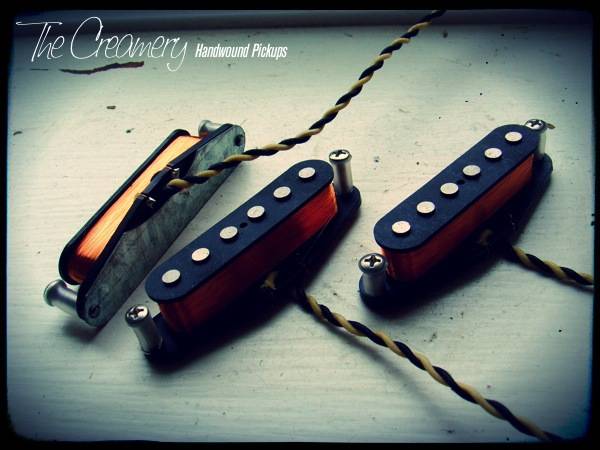 Creamery Custom Handwound 'Extra-Width' Strat Pickup Set - Warmer, Medium Output with custom made ferrous bridge baseplate